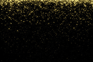 Naklejka na ściany i meble festive dark black background with golden shining stars. Festive luxury rich background.