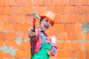Foreman inspector love working. occupation learning concept. kid in workshop training to use hand...