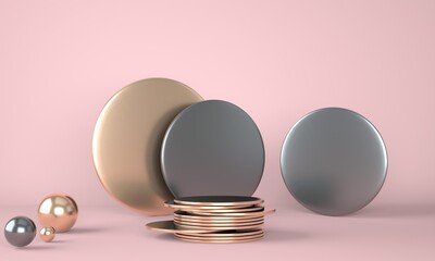 Product podium on pastel background 3d. Abstract minimal geometry concept. Studio stand platform theme. Exhibition and business marketing presentation stage.