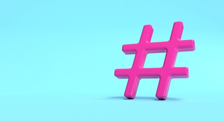 Obraz premium Hashtag symbol on background. Social media network concept illustration. 3D rendering.