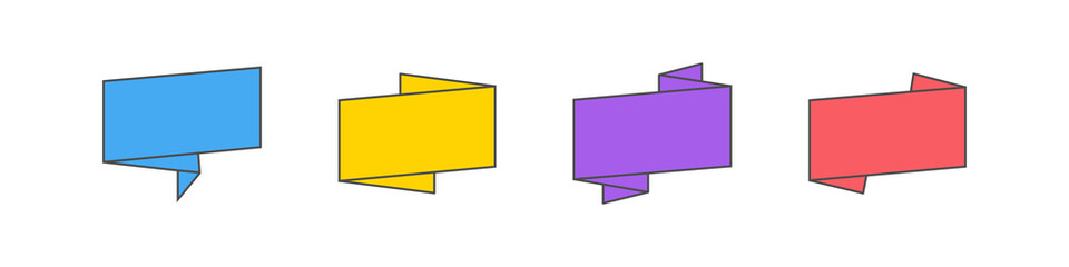 Flat linear promotion ribbon banner, price tag, sticker, badge, poster. Vector illustration.