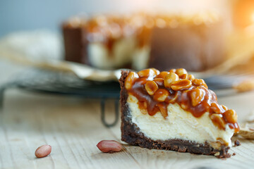 Cheesecake. Soft cottage cheese cake with nuts. High quality photo.