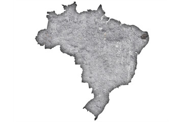 Karte von Brasilien auf verwittertem Beton