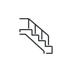 line style stairs icon. Up the ladder. Trendy modern flat linear. Stairway, escalator, walkway. Stair caution. Single Vector illustration. Design on white background. EPS 10