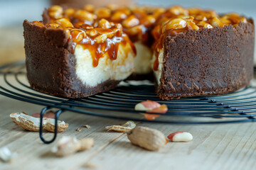 Cheesecake. Soft cottage cheese cake with nuts. High quality photo.