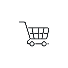 line style trolley online shop icon. Shopping cart label logo template in trendy style  for online purchases. Empty Basket bag cargo. simple Vector illustration. Design on white background. EPS 10