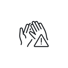 Avoid touching surfaces with hands icon. COVID-19 prevention. Line vector. Isolate on white background. EPS 10