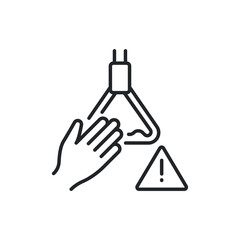Avoid touching bus handle surface icon. COVID-19 prevention. Line vector. Isolate on white background. EPS 10