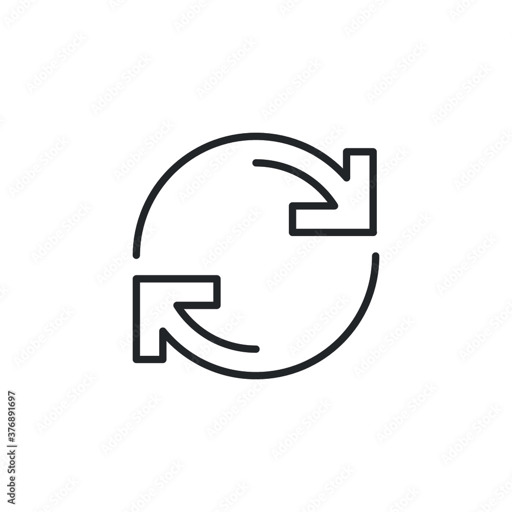 Poster double reverse arrow, replace icon, exchange linear sign on white background - editable vector illus