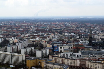 Beautiful panoramic view from a bird's eye view in Leipzig