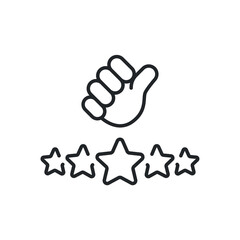 customer review icon, quality rating, feedback, five stars line symbol on white background - editable vector illustration eps10