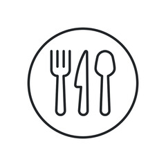 fork spoon and knife icon, silverware line sign on white background - vector illustration eps10
