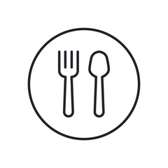 Fork and spoon icon, silverware line sign on white background - vector illustration eps10