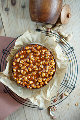 Cheesecake. Soft cottage cheese cake with nuts. High quality photo.