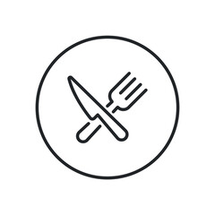 Fork and knife icon, silverware line sign on white background - vector illustration eps10