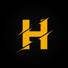 Sliced yellow character from a fontset, vector illustration