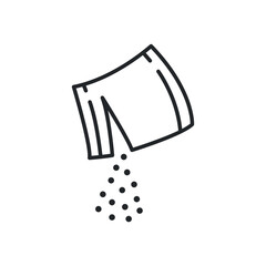 Packet soluble powder icon, open paper sachet, soluble medication, thin line web symbol on white background - vector illustration. EPS 10