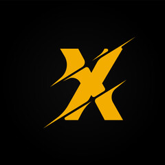 Sliced yellow character from a fontset, vector illustration