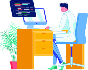 guy is doing some programming work. 