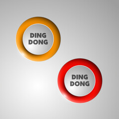 web round button for website or app. Isolated bell sign with border, reflection and shadow on background. Vector eps10.