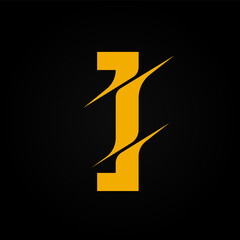 Sliced yellow character from a fontset, vector illustration