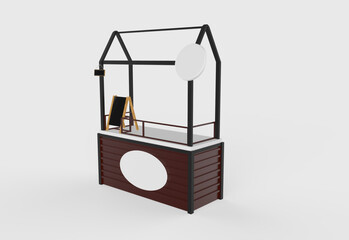 food Trolley Cart on a white background. 3d Rendering