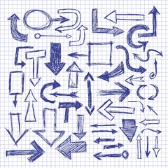 Hand drawn doodle arrows set