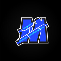 Abstract blue character from a font set with white stokes, vector illustration