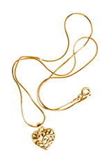 Gold necklace isolated