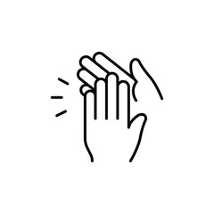 Clapping hands icon, line style. Clapping hands with motion lines around them. Vector illustration. Design on white background. EPS 10