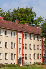 Monotones modernes Wohnhaus, Mehrfamilienhaus, Neustadt, Bremen, Deutschland