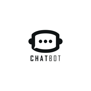 chat and robot head monogram logo.  chatbot logo design template.