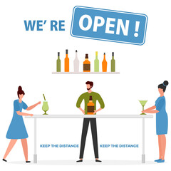 Quarantine open cafe bar Social distancing People