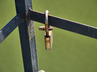 padlock on a fence