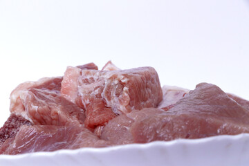 Raw beef teak in white background Fresh Beef
