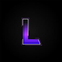 Futuristic purple/blue character from a fontset with dashed strokes and blending effects, vector illustration