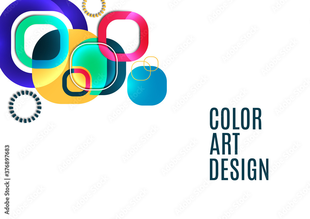 Aufkleber overlapping round squares form a geometric abstract background composition. design template for wall