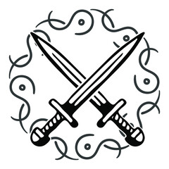 Сrossed swords or daggers with ornament 
