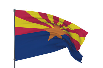 State of Arizona flag. 3D illustration, isolated on white, flags of the U.S. states and territories