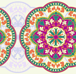 Mandala Vintage multi color pattern in Indian, Turkish style. Endless pattern can be used for ceramic tile, wallpaper, linoleum, textile, web page background. Vector