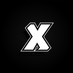 Obraz premium Modern, minimal and dynamic 'Rapper' font character with 45 degree angles, vector illustration