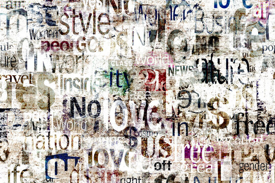 Abstract grunge urban geometric chaotic words, letters background