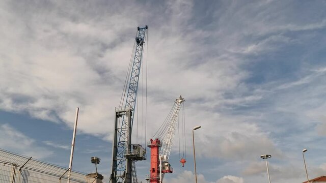 Two Huge Cranes Used in Shipyards for Construction and Maintenance work