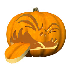 halloween carved pumpkin 1 white background 3D Rendering Ilustracion 3D