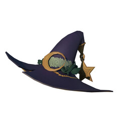 Halloween Purple Witch Hat 1 white background 3D Rendering Ilustracion 3D