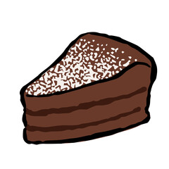 Illustration of Chocolate cake: Illustration like hand drawn illustration with ink and brush