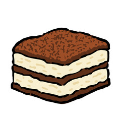 Illustration of Tiramisu: Illustration like hand drawn illustration with ink and brush