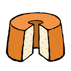 Illustration of Chiffon cake: Illustration like hand drawn illustration with ink and brush