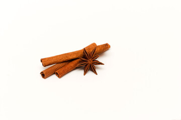 A few sticks of natural fragrant brown cinnamon and anise star.