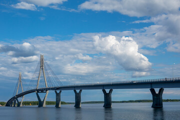Long bridge called Replot (Finnish: Raippaluoto). It is is a cable-stayed tuftform bridge connecting the island of Replot with the mainland in Korsholm (Finnish: Mustasaari)